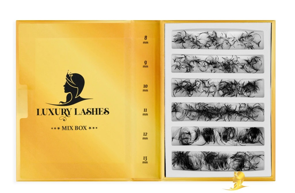 Luxury Lashes Prémium Hotové vejáriky sypané 1000ks 7D/0,07/D-Mix – Obrázok 2