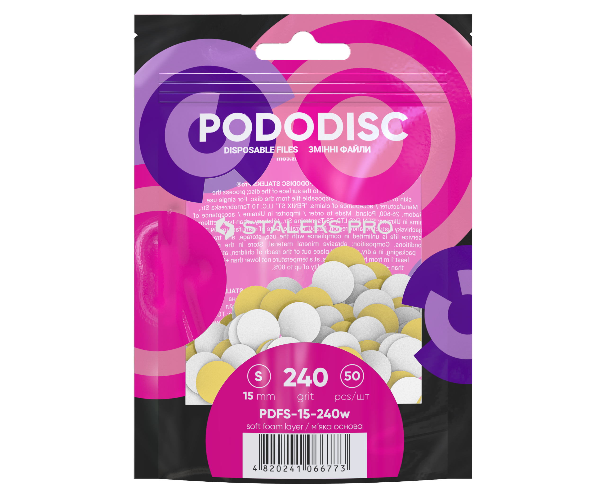 Staleks Brúsne papiere Pododisc 15mm PDFS-15-240 biele