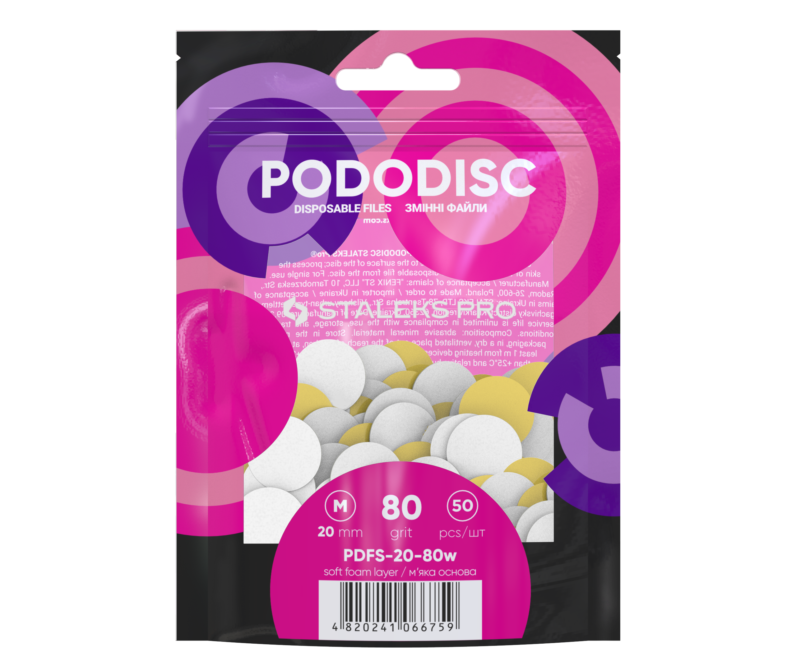 Staleks Brúsne papiere Pododisc 20mm PDFS-20-80 biele